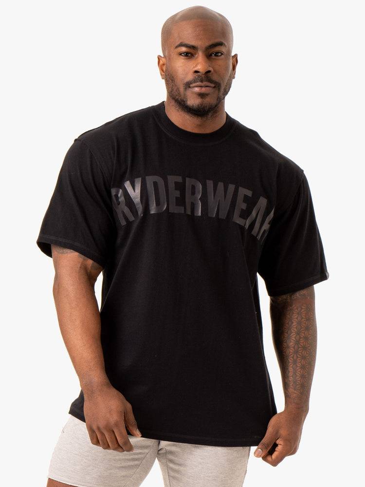 Koszulki Męskie Ryderwear Men T Shirts Force Oversized Czarne | PL2925HK