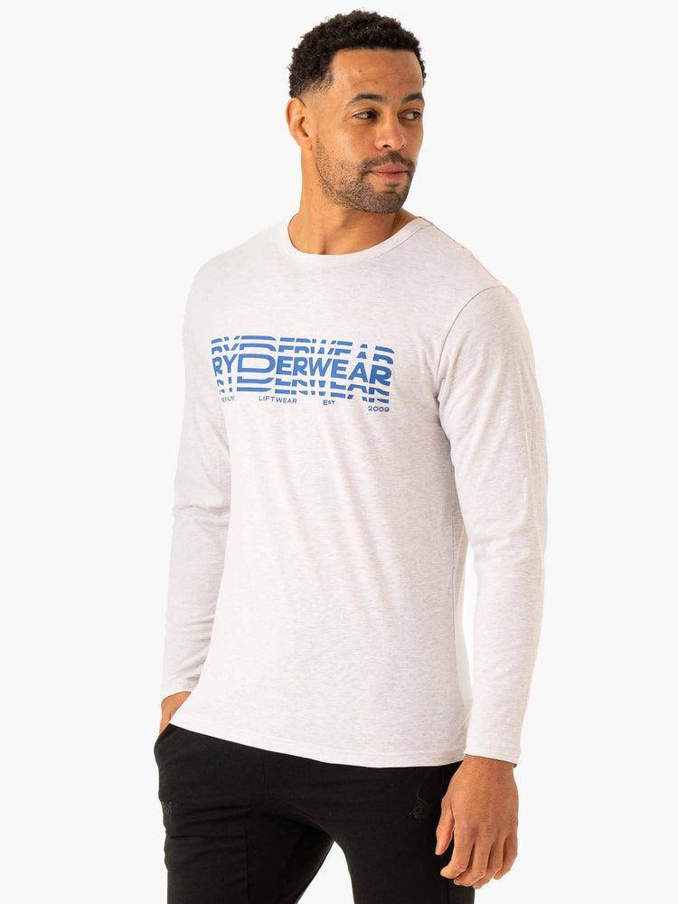 Koszulki Męskie Ryderwear Men T Shirts Grafiką Long Sleeve Szare | PL2917YU