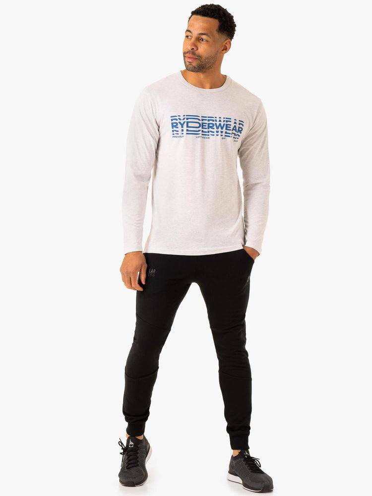 Koszulki Męskie Ryderwear Men T Shirts Grafiką Long Sleeve Szare | PL2917YU