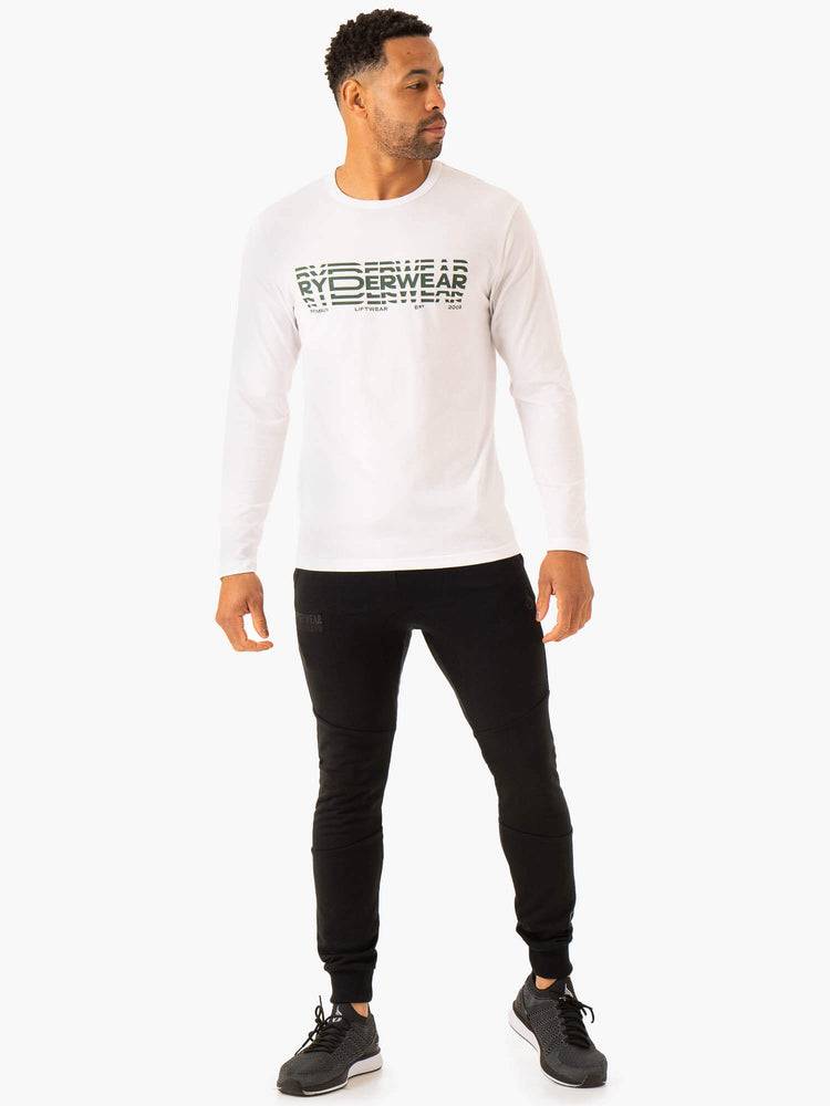 Koszulki Męskie Ryderwear Men T Shirts Grafiką Long Sleeve Białe | PL2918TV