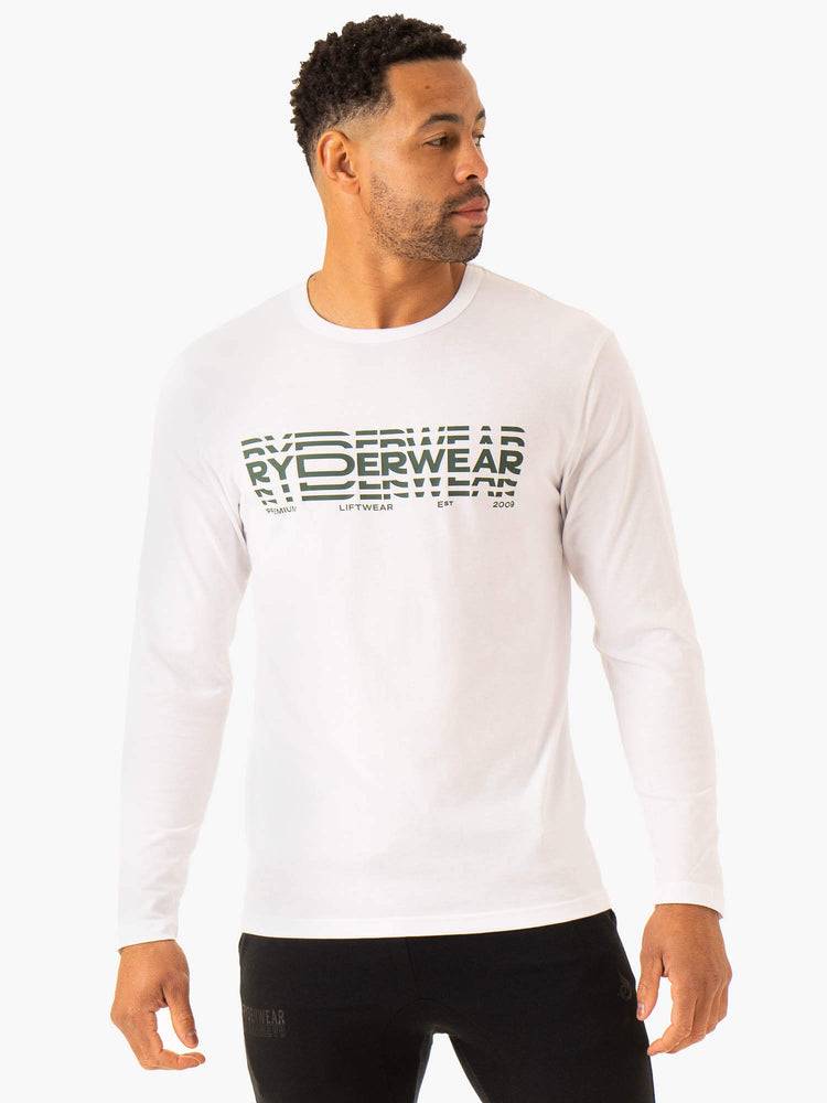 Koszulki Męskie Ryderwear Men T Shirts Grafiką Long Sleeve Białe | PL2918TV