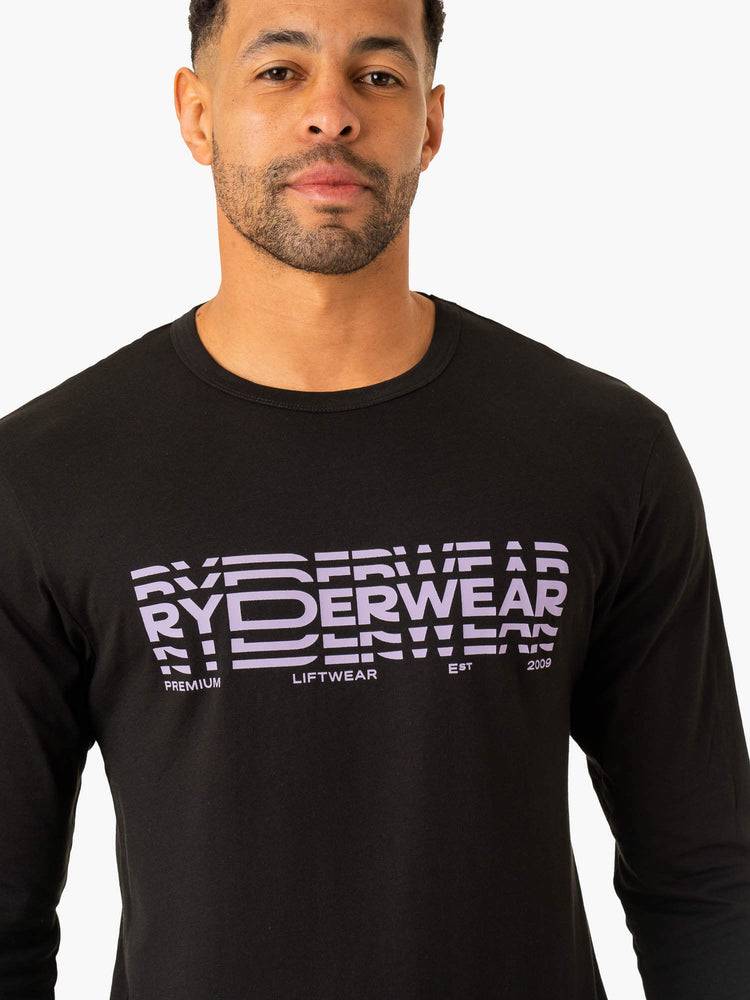 Koszulki Męskie Ryderwear Men T Shirts Grafiką Long Sleeve Czarne | PL2919RW