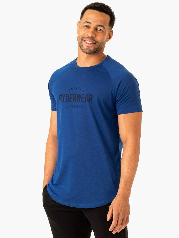 Koszulki Męskie Ryderwear Men T Shirts Heritage Jasny Niebieskie | PL2905JJ