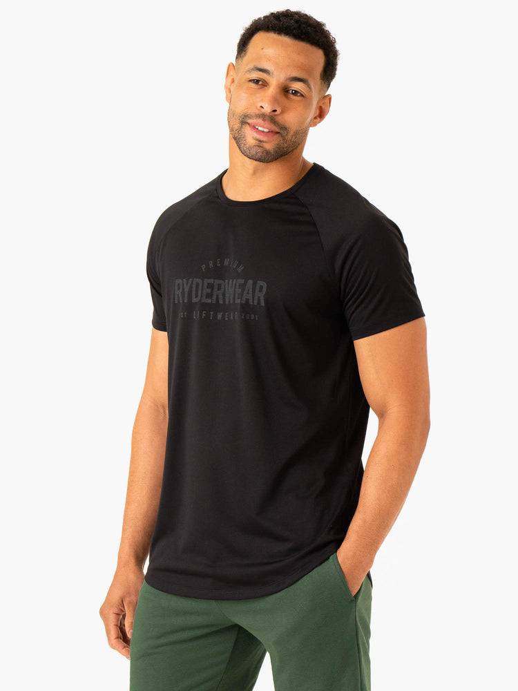 Koszulki Męskie Ryderwear Men T Shirts Heritage Czarne | PL2907HK