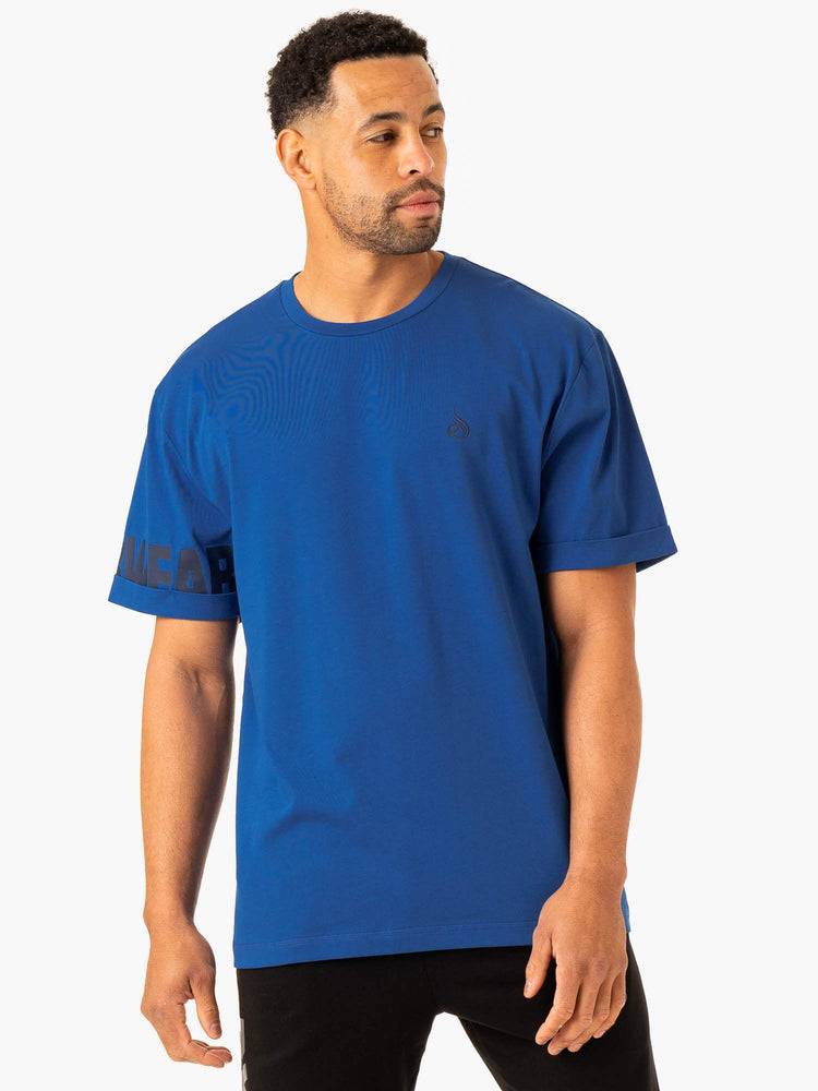 Koszulki Męskie Ryderwear Men T Shirts Heritage Oversized Jasny Niebieskie | PL2909FM