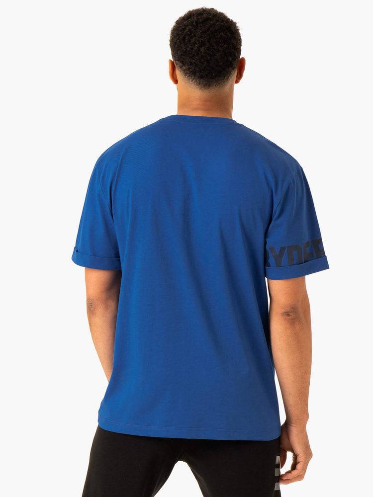 Koszulki Męskie Ryderwear Men T Shirts Heritage Oversized Jasny Niebieskie | PL2909FM