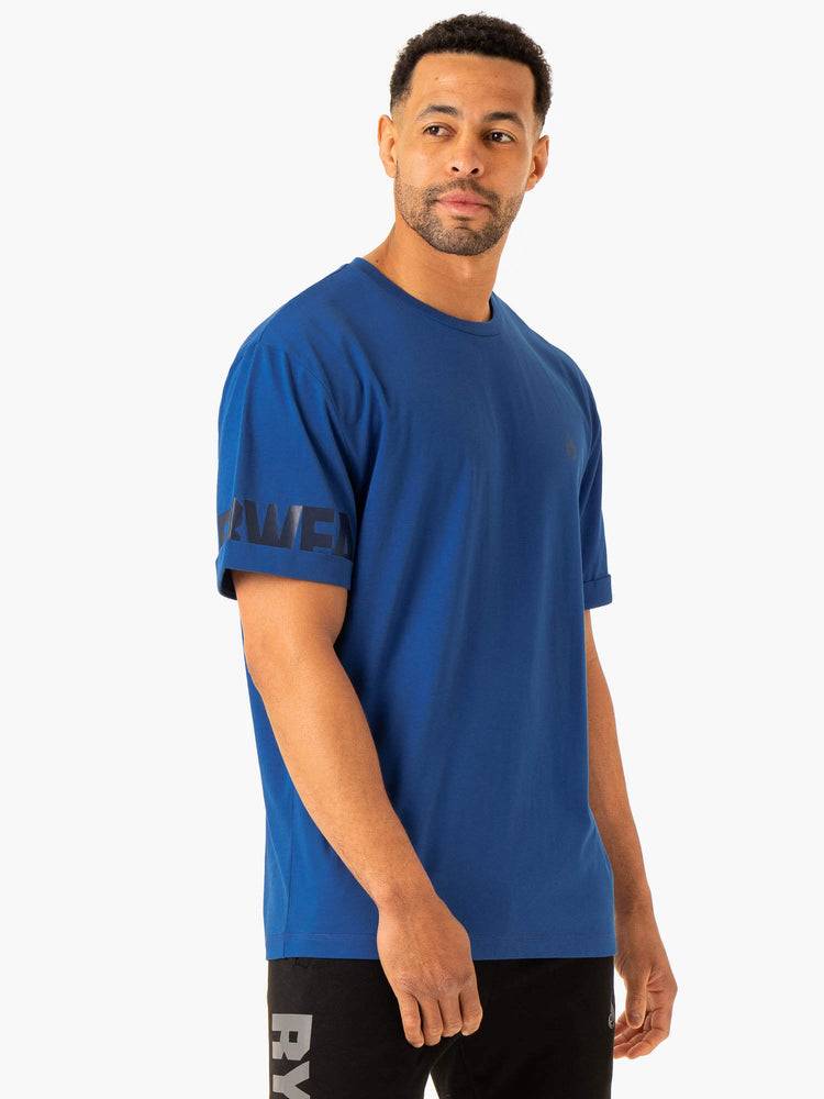 Koszulki Męskie Ryderwear Men T Shirts Heritage Oversized Jasny Niebieskie | PL2909FM