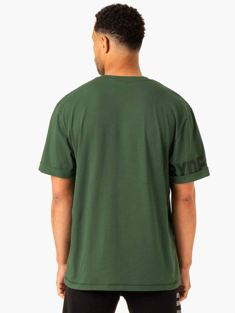 Koszulki Męskie Ryderwear Men T Shirts Heritage Oversized Zielone | PL2910DN