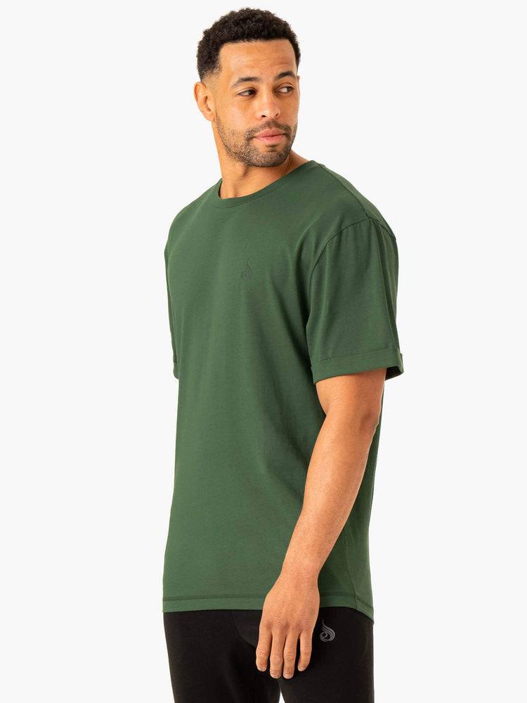 Koszulki Męskie Ryderwear Men T Shirts Heritage Oversized Zielone | PL2910DN