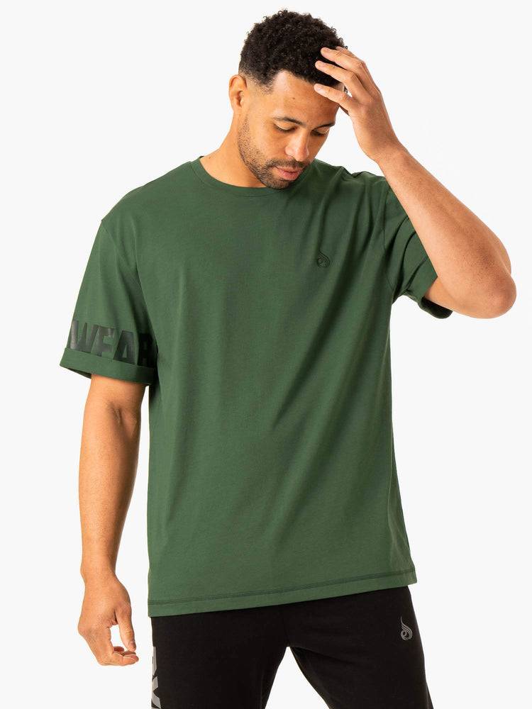 Koszulki Męskie Ryderwear Men T Shirts Heritage Oversized Zielone | PL2910DN