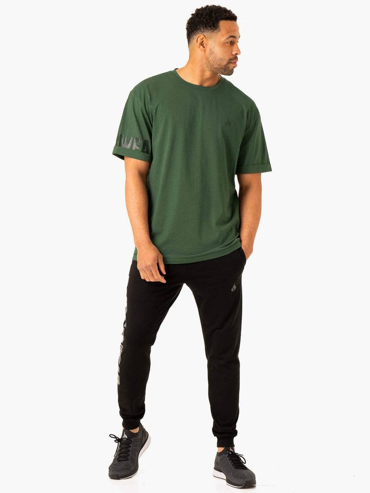 Koszulki Męskie Ryderwear Men T Shirts Heritage Oversized Zielone | PL2910DN