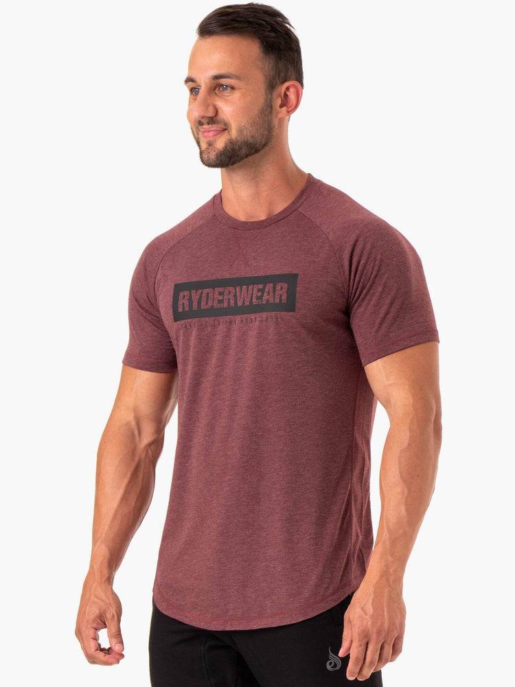 Koszulki Męskie Ryderwear Men T Shirts Iron Bordowe | PL2900CE