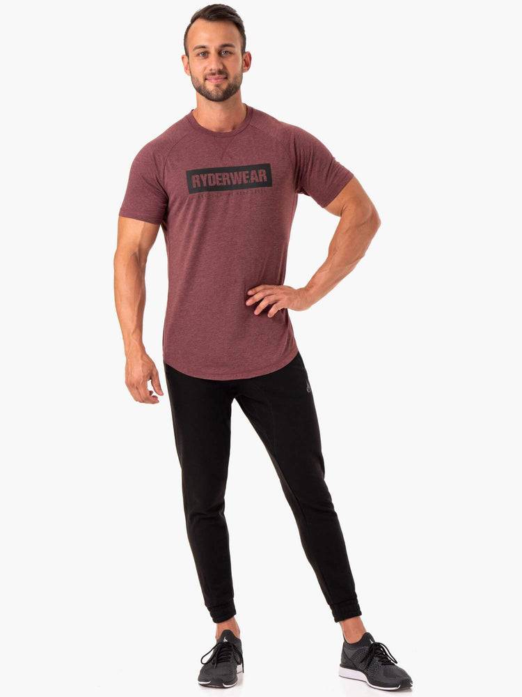 Koszulki Męskie Ryderwear Men T Shirts Iron Bordowe | PL2900CE