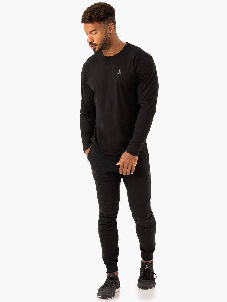 Koszulki Męskie Ryderwear Men T Shirts Lift Long Sleeve Czarne | PL2899VD