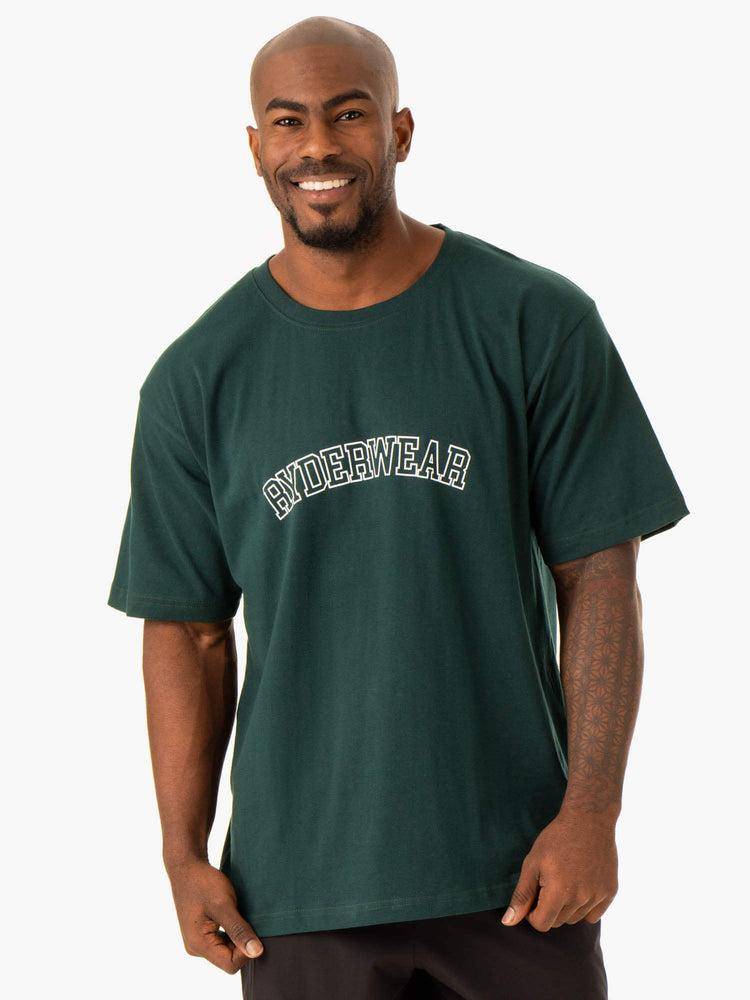 Koszulki Męskie Ryderwear Men T Shirts Oversized Zielone | PL2876ZG