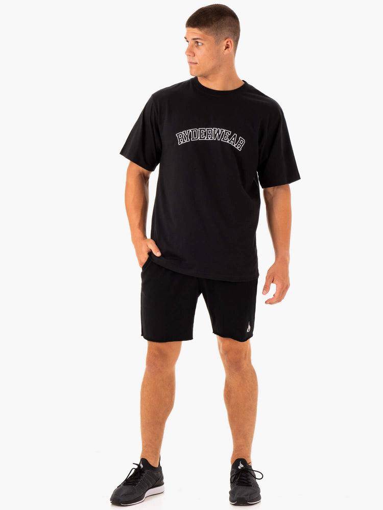 Koszulki Męskie Ryderwear Men T Shirts Oversized Czarne | PL2880HK