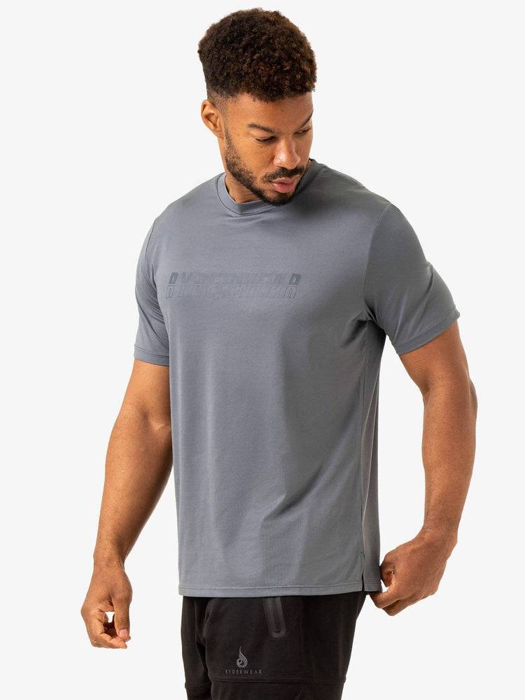 Koszulki Męskie Ryderwear Men T Shirts Overdrive Szare Niebieskie | PL2881GL