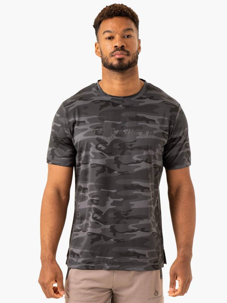 Koszulki Męskie Ryderwear Men T Shirts Overdrive Czarne Camo | PL2883DN