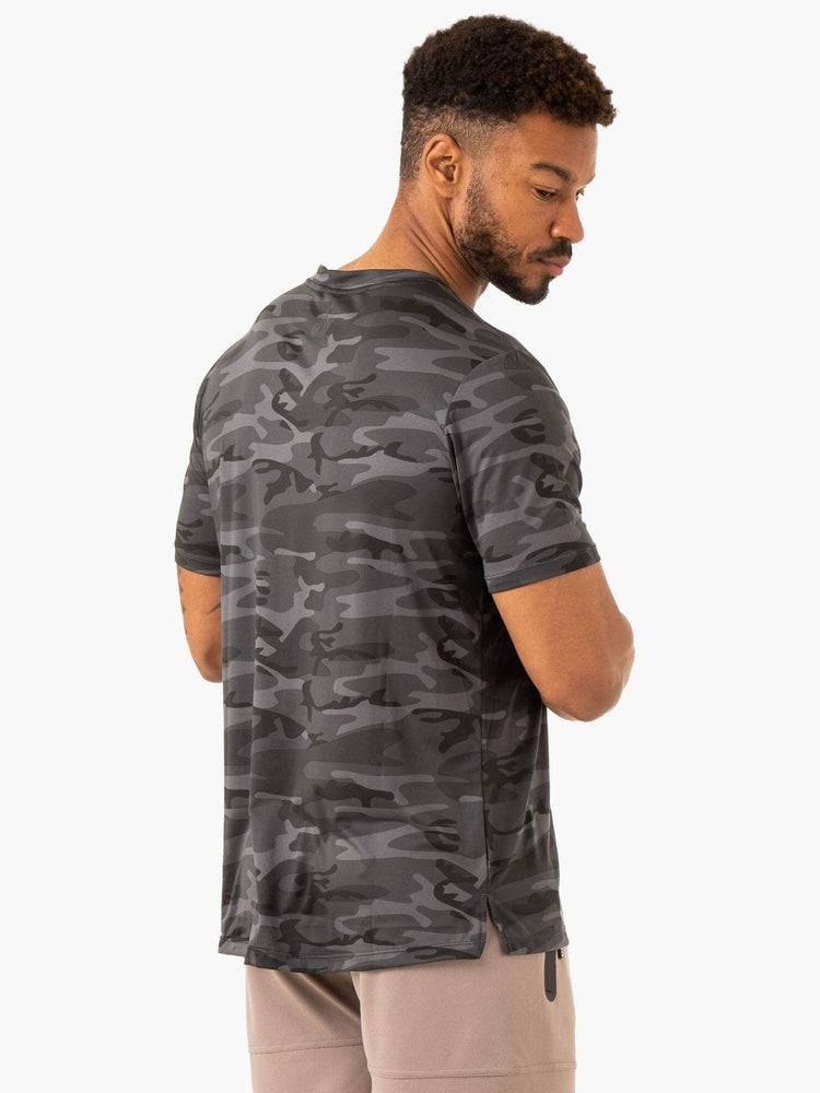 Koszulki Męskie Ryderwear Men T Shirts Overdrive Czarne Camo | PL2883DN