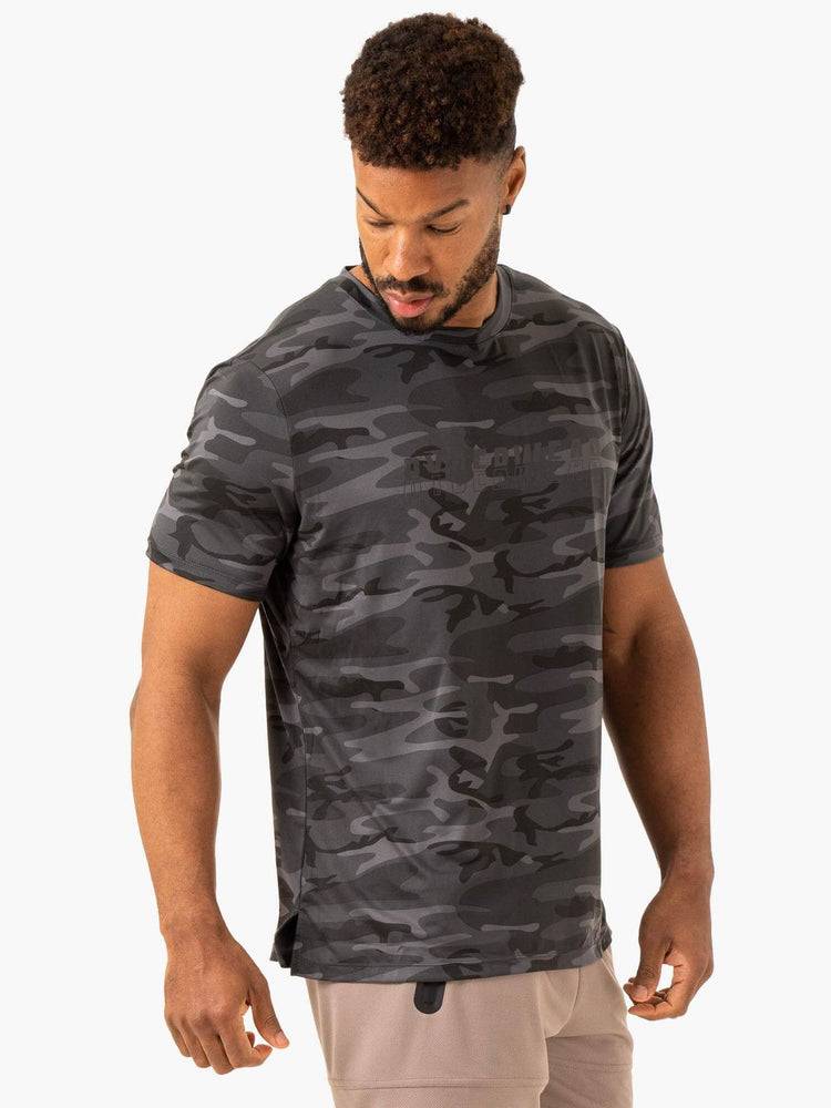 Koszulki Męskie Ryderwear Men T Shirts Overdrive Czarne Camo | PL2883DN