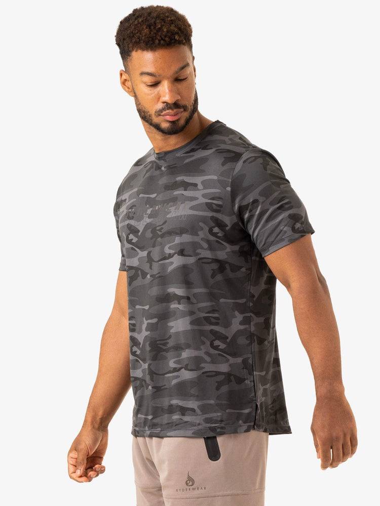 Koszulki Męskie Ryderwear Men T Shirts Overdrive Czarne Camo | PL2883DN