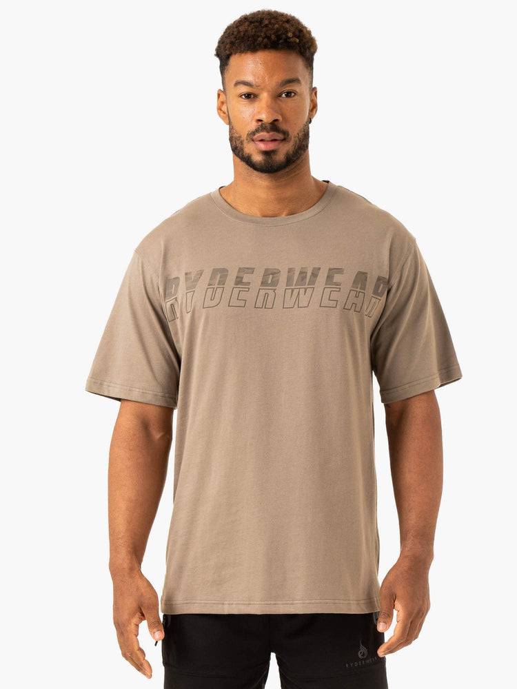 Koszulki Męskie Ryderwear Men T Shirts Overdrive Oversized Głęboka Brązowe | PL2885AP