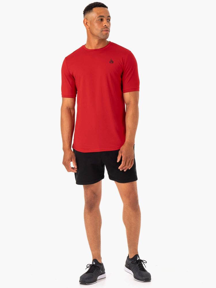 Koszulki Męskie Ryderwear Men T Shirts Optimal Mesh Czerwone | PL2888IS