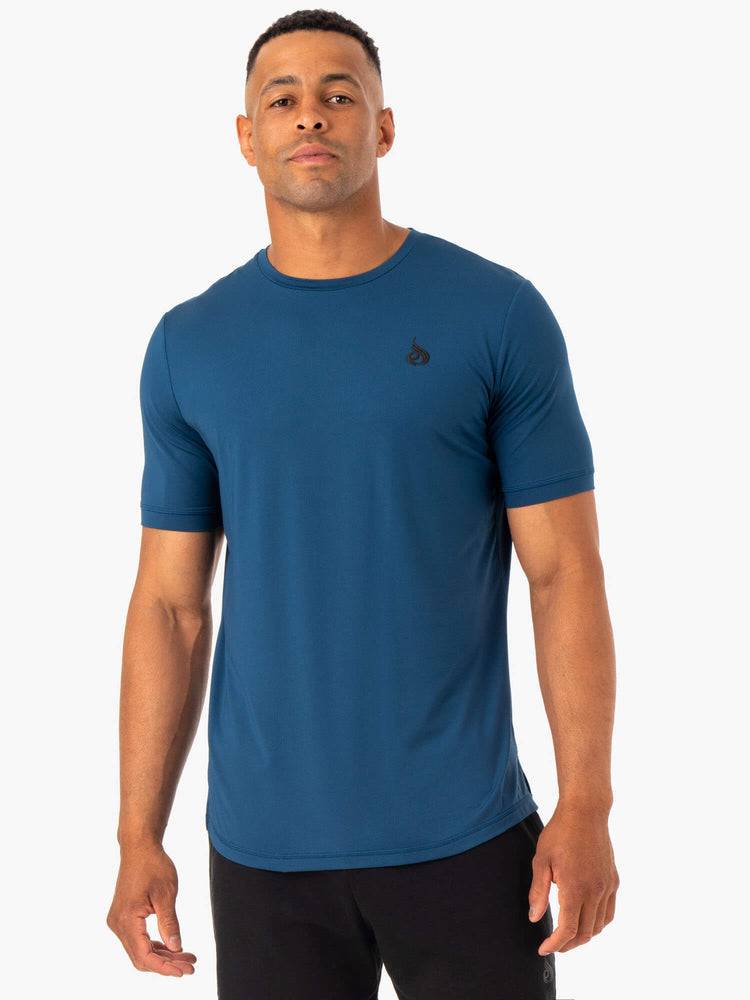 Koszulki Męskie Ryderwear Men T Shirts Optimal Mesh Niebieskie | PL2889UT