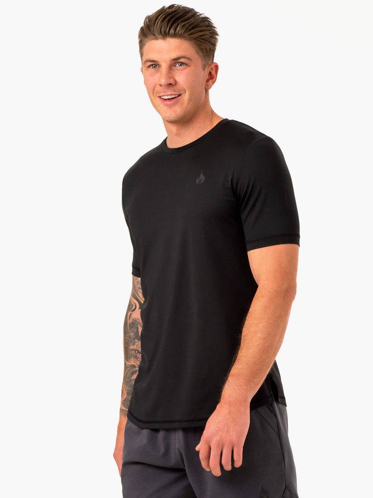 Koszulki Męskie Ryderwear Men T Shirts Optimal Mesh Czarne | PL2890YU