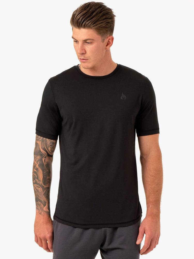 Koszulki Męskie Ryderwear Men T Shirts Optimal Mesh Czarne | PL2890YU