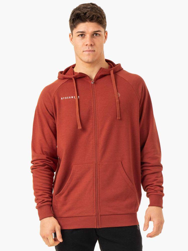 Kurtka Męskie Ryderwear Men Jackets Pursuit Zip Up Hoodie Czerwone | PL2709QZ