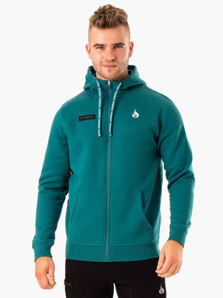 Kurtka Męskie Ryderwear Men Jackets Recharge Zip Up Hoodie Turkusowe | PL2702IS