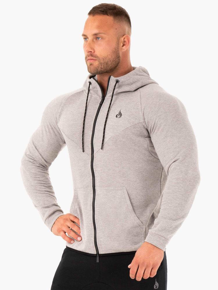 Kurtka Męskie Ryderwear Men Jackets Sportowe Zip Up Hoodie Szare | PL2728MA