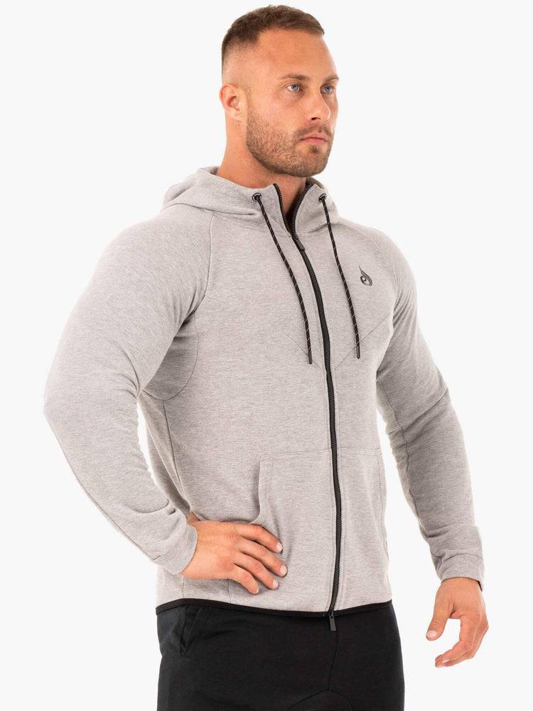 Kurtka Męskie Ryderwear Men Jackets Sportowe Zip Up Hoodie Szare | PL2728MA