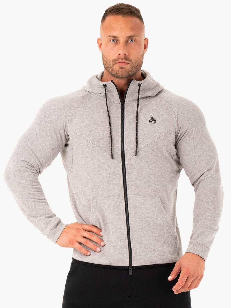 Kurtka Męskie Ryderwear Men Jackets Sportowe Zip Up Hoodie Szare | PL2728MA