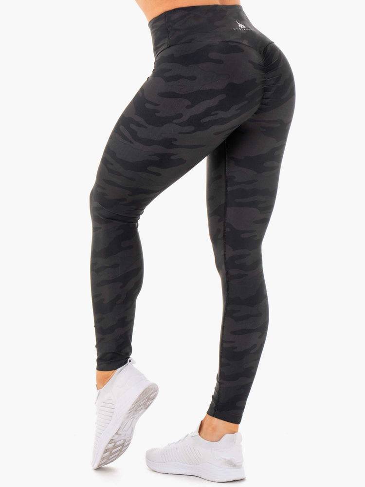 Legginsy Damskie Ryderwear Women Leggings High Waisted Camo Czarne Camo | PL2225KI