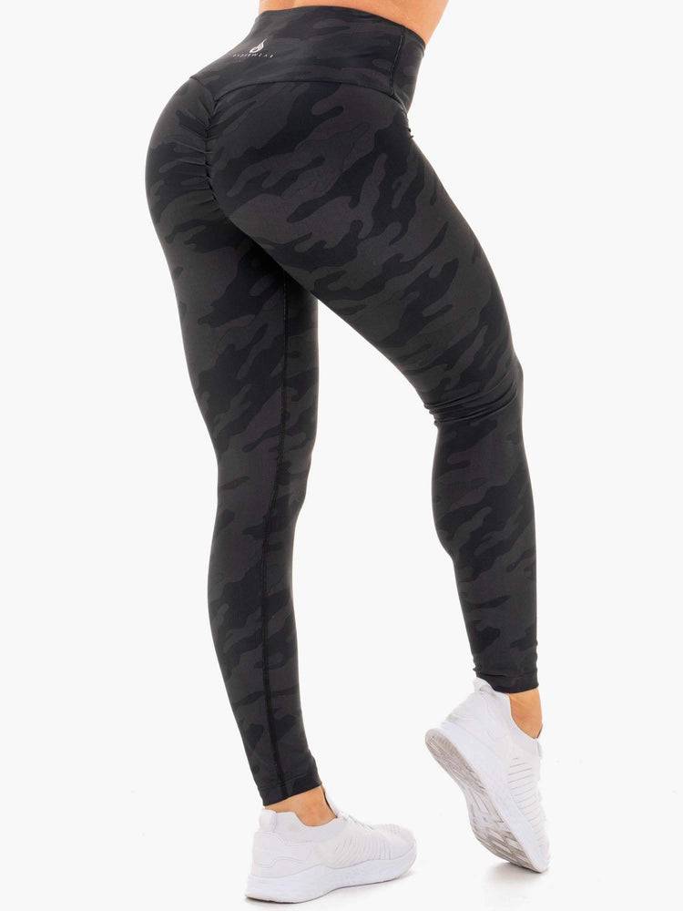 Legginsy Damskie Ryderwear Women Leggings High Waisted Camo Czarne Camo | PL2225KI