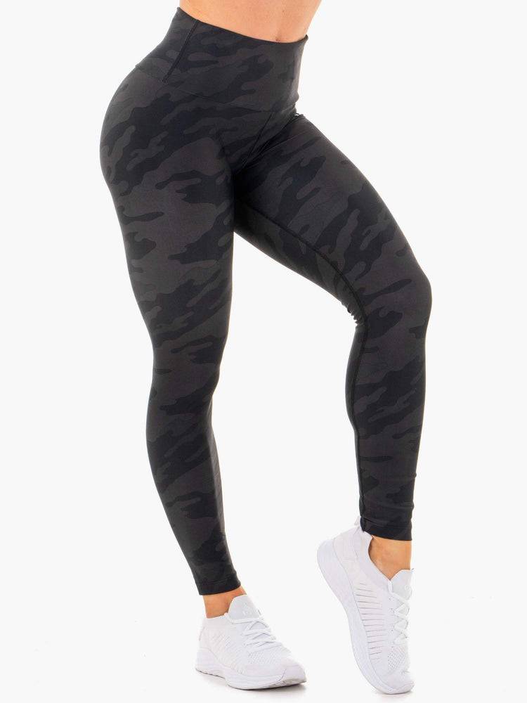 Legginsy Damskie Ryderwear Women Leggings High Waisted Camo Czarne Camo | PL2225KI