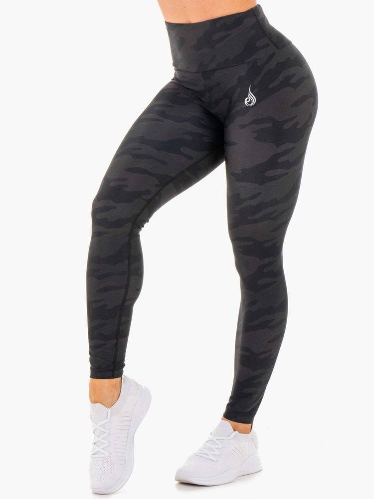 Legginsy Damskie Ryderwear Women Leggings High Waisted Camo Czarne Camo | PL2225KI