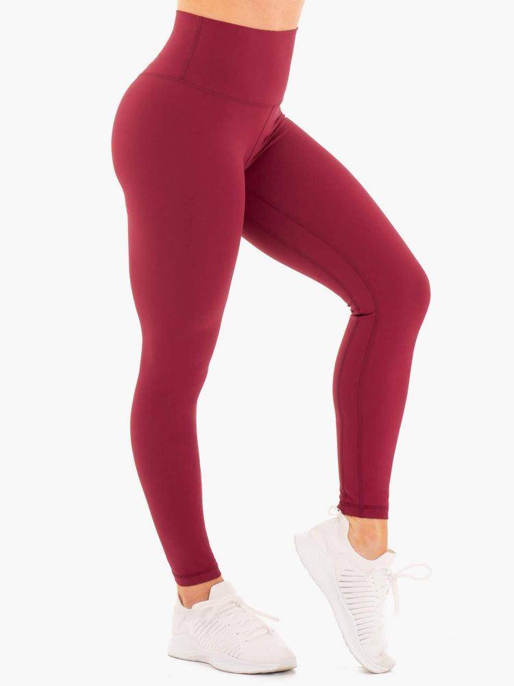 Legginsy Damskie Ryderwear Women Leggings NKD High Waisted Czerwone | PL2226LH