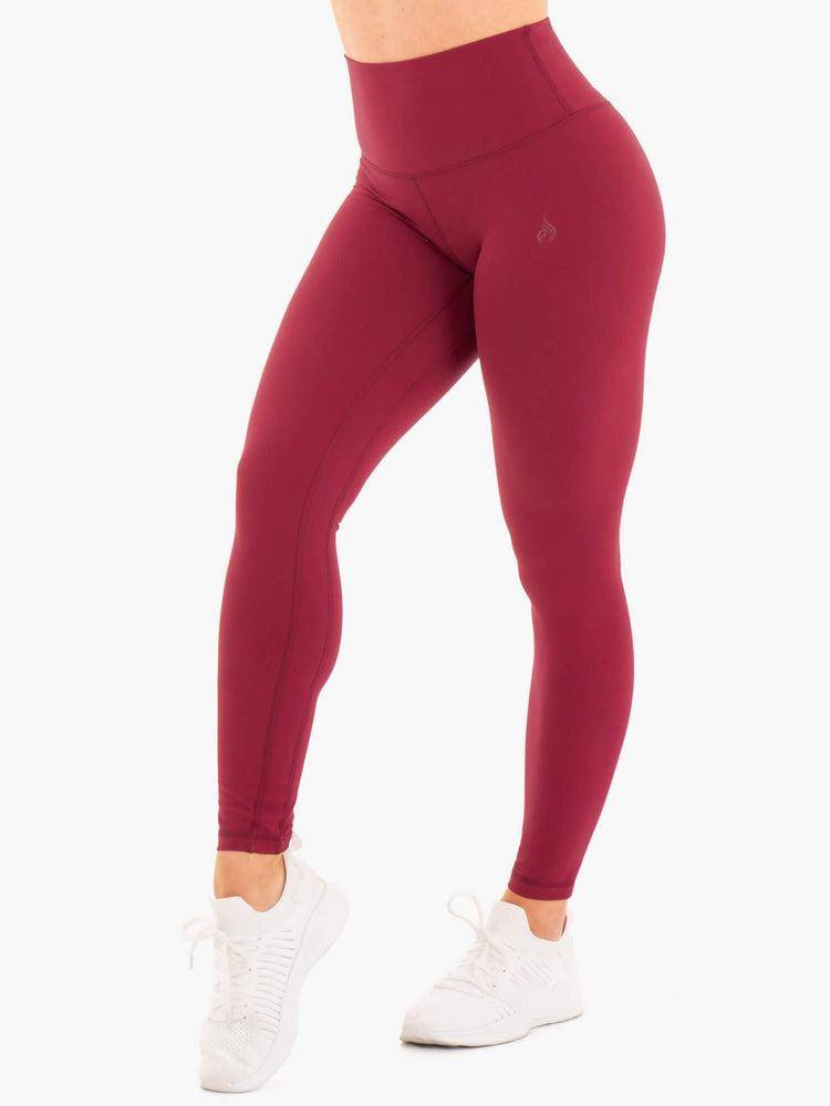 Legginsy Damskie Ryderwear Women Leggings NKD High Waisted Czerwone | PL2226LH