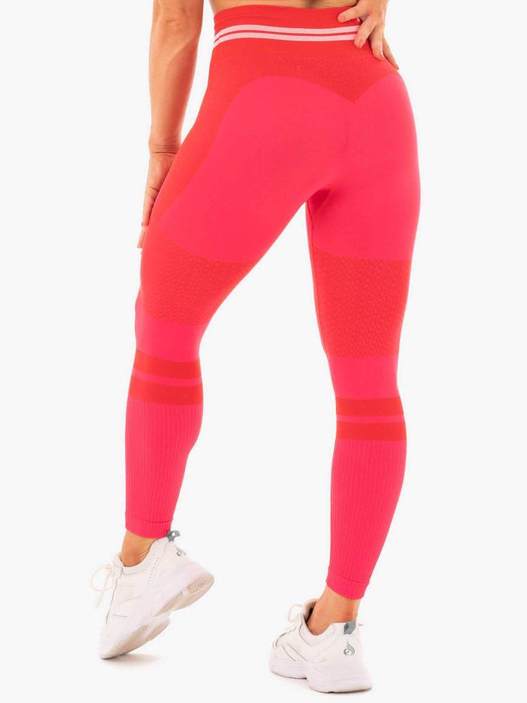 Legginsy Damskie Ryderwear Women Leggings Freestyle Seamless High Waisted Czerwone | PL2227ZG