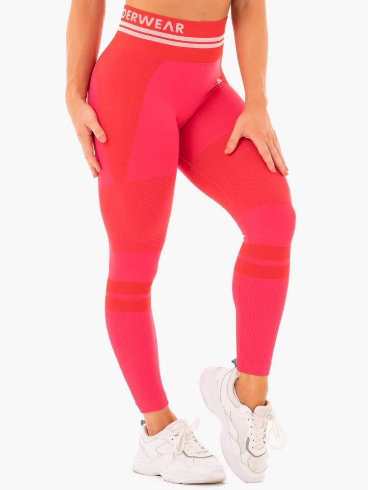 Legginsy Damskie Ryderwear Women Leggings Freestyle Seamless High Waisted Czerwone | PL2227ZG