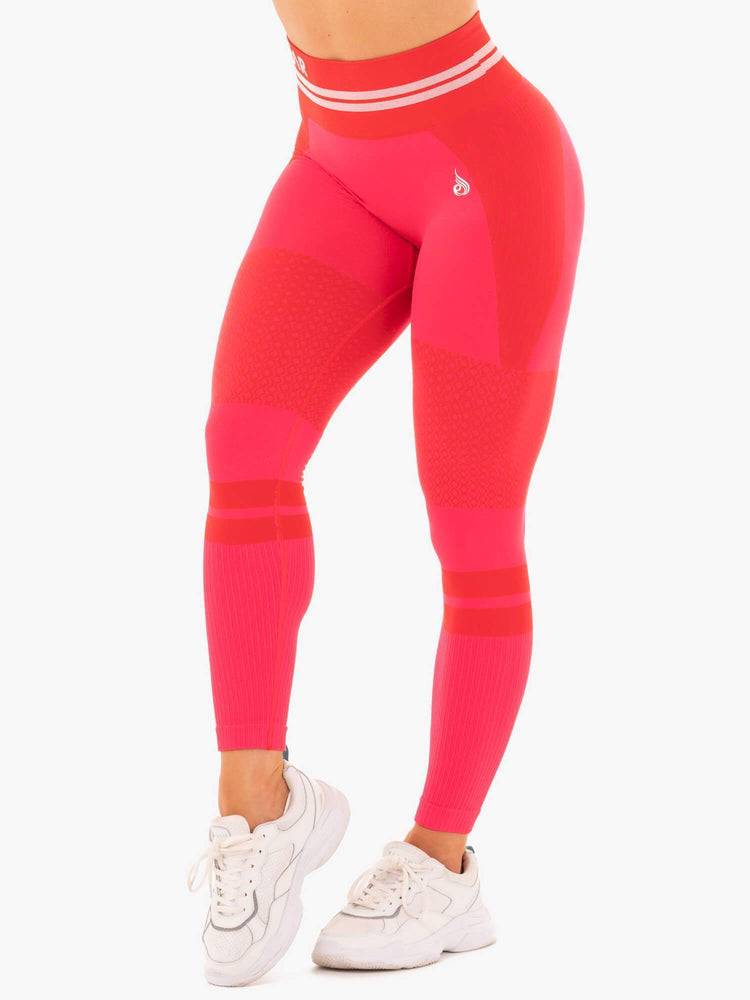 Legginsy Damskie Ryderwear Women Leggings Freestyle Seamless High Waisted Czerwone | PL2227ZG