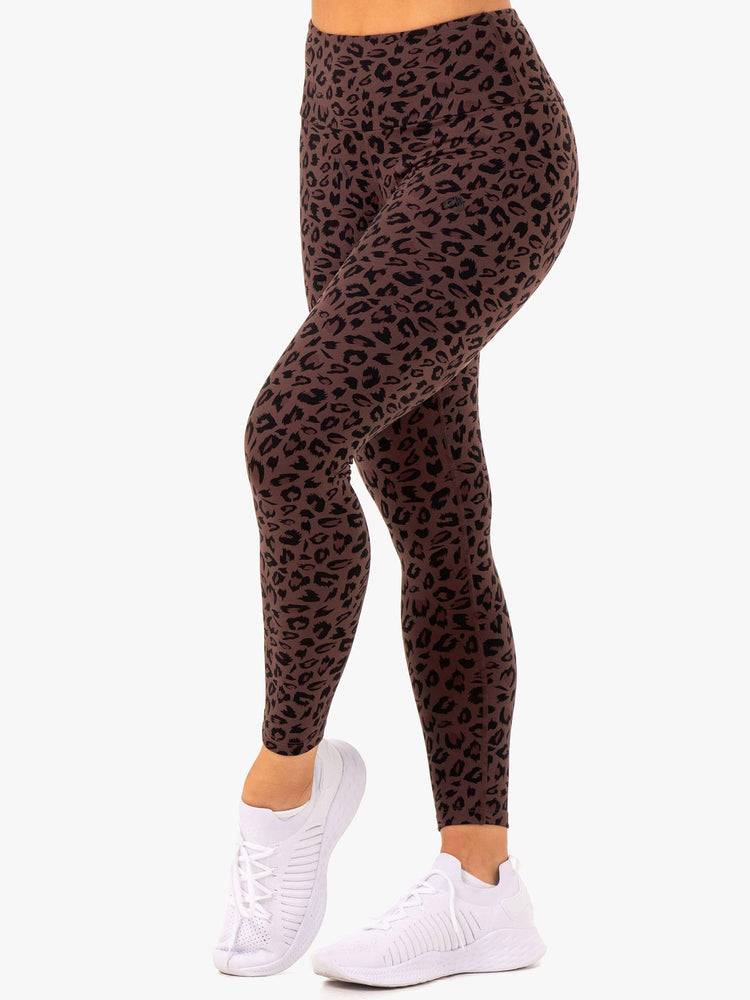 Legginsy Damskie Ryderwear Women Leggings Adapt High Waisted Scrunch Czekolada Panterka | PL2229CE