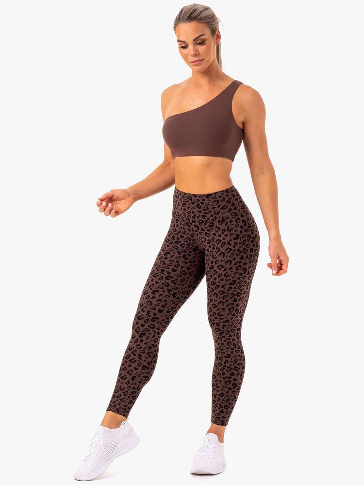 Legginsy Damskie Ryderwear Women Leggings Adapt High Waisted Scrunch Czekolada Panterka | PL2229CE