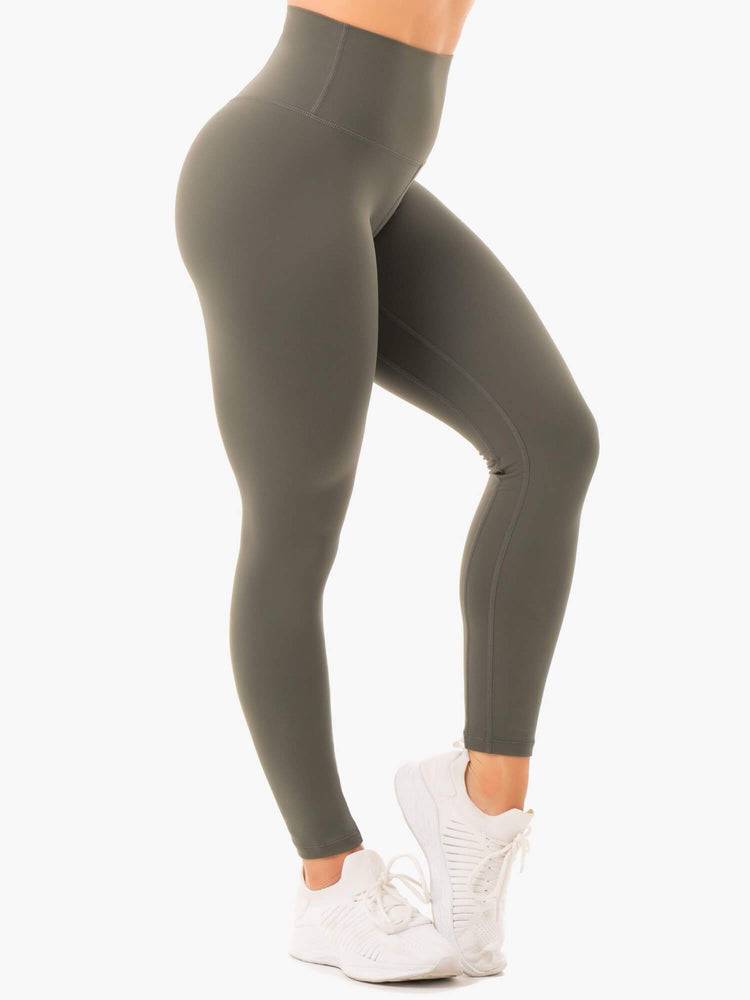 Legginsy Damskie Ryderwear Women Leggings NKD High Waisted Khaki | PL2232NB