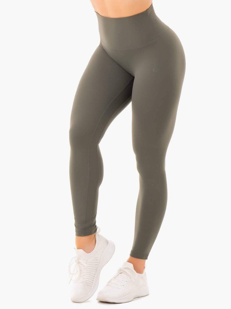 Legginsy Damskie Ryderwear Women Leggings NKD High Waisted Khaki | PL2232NB