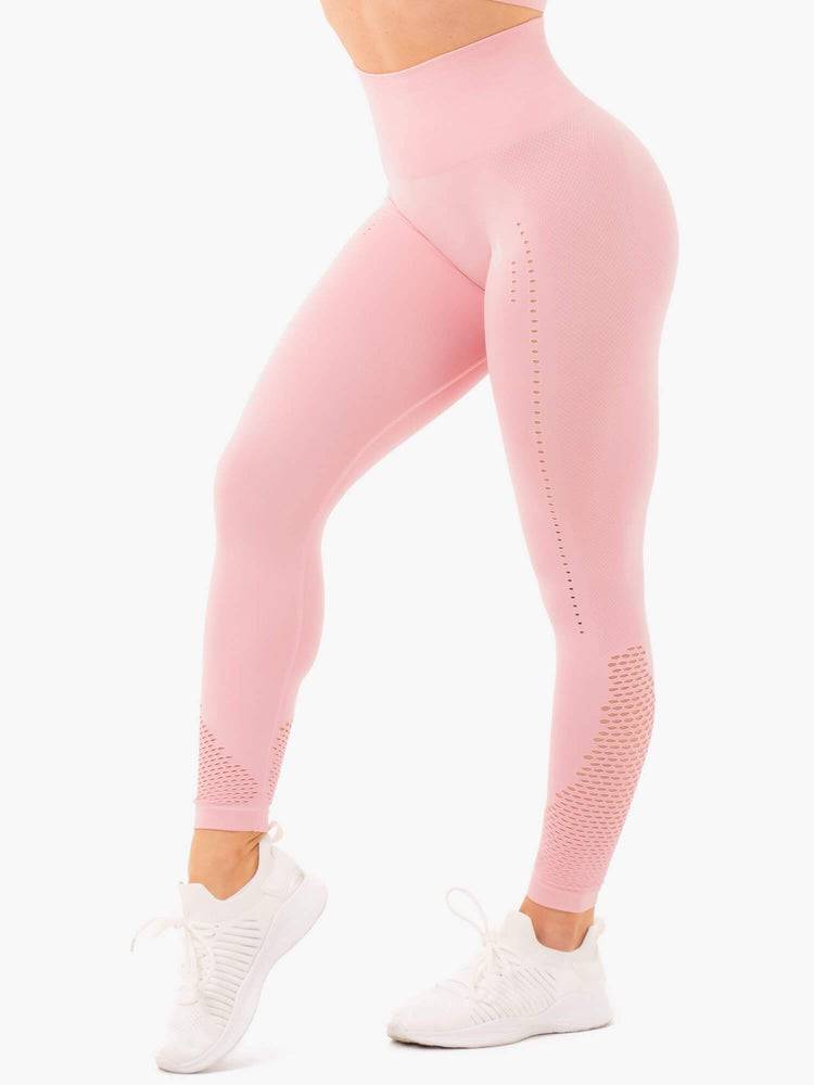 Legginsy Damskie Ryderwear Women Leggings Seamless Staples Różowe | PL2233MA