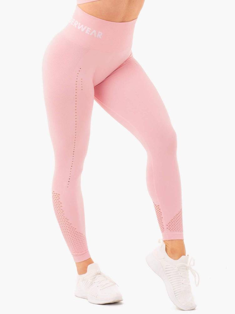 Legginsy Damskie Ryderwear Women Leggings Seamless Staples Różowe | PL2233MA